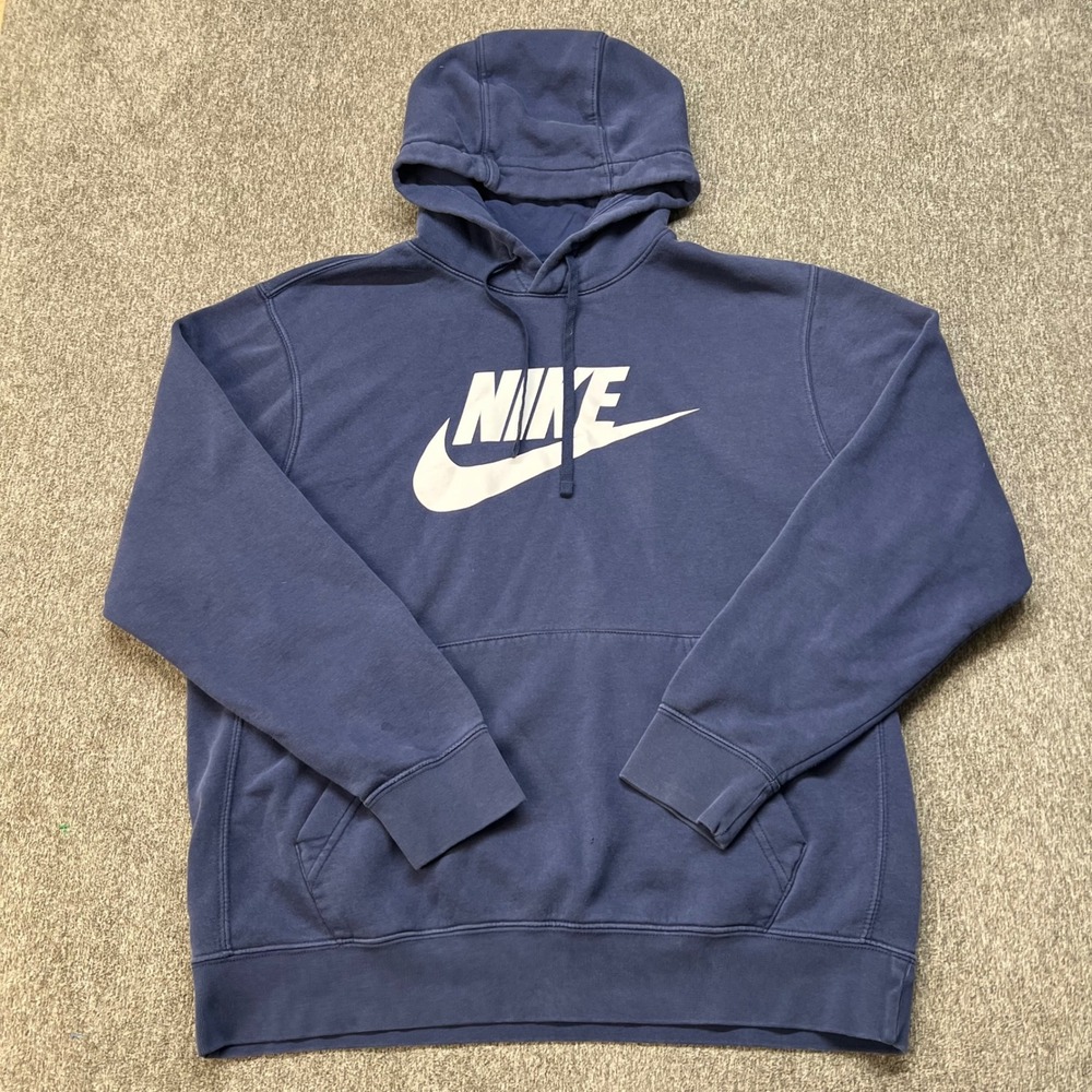 Nike Mens Sportswear Club Fleece Hoodie Navy Blue BV2973-410 Large